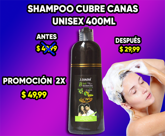SHAMPOO CUBRE CANAS UNISEX J.CANOVA 400ML