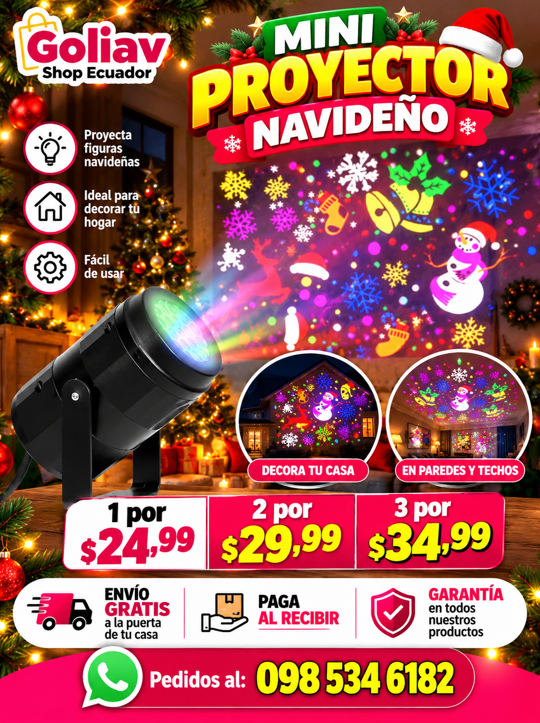 Mini Proyector Navideño